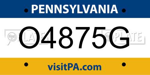 O4875G Pennsylvania License Plate