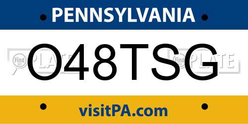 O48TSG Pennsylvania License Plate