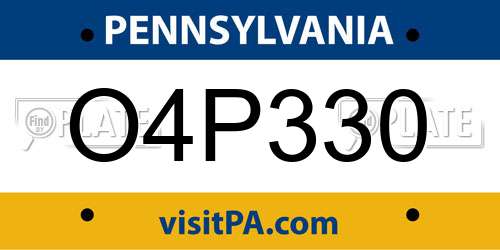 O4P330 Pennsylvania License Plate