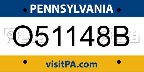 O51148B Pennsylvania License Plate