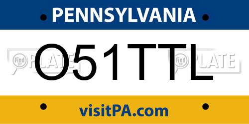 O51TTL Pennsylvania License Plate