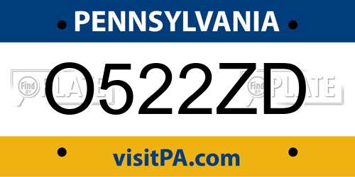 O522ZD Pennsylvania License Plate