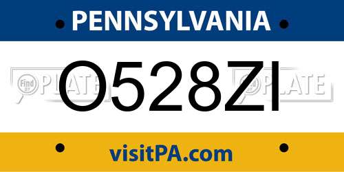 O528ZI Pennsylvania License Plate