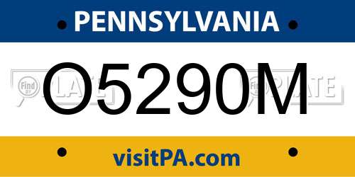 O5290M Pennsylvania License Plate