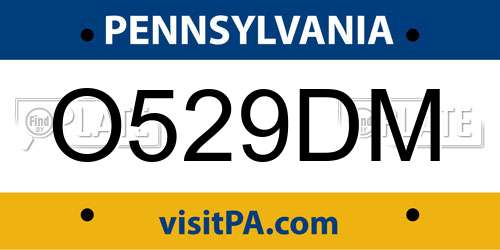 O529DM Pennsylvania License Plate