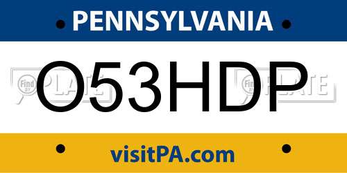 O53HDP Pennsylvania License Plate