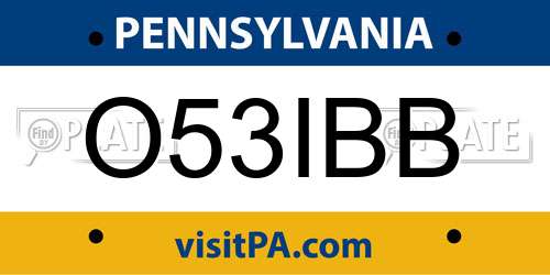 O53IBB Pennsylvania License Plate