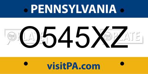 O545XZ Pennsylvania License Plate