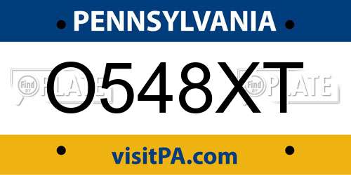 O548XT Pennsylvania License Plate