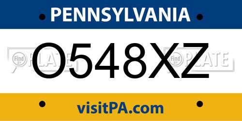 O548XZ Pennsylvania License Plate