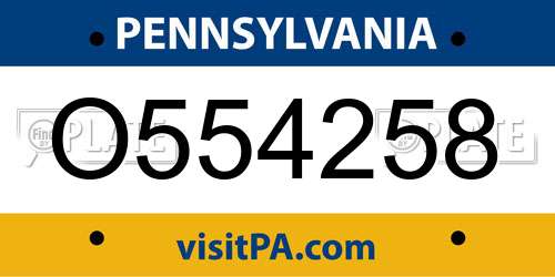 O554258 Pennsylvania License Plate