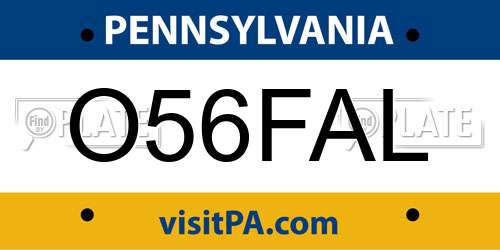 O56FAL Pennsylvania License Plate
