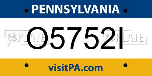 O5752I Pennsylvania License Plate