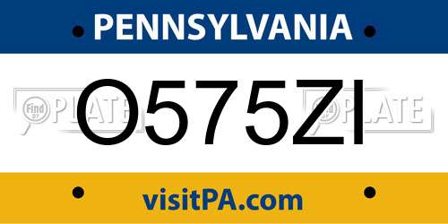 O575ZI Pennsylvania License Plate