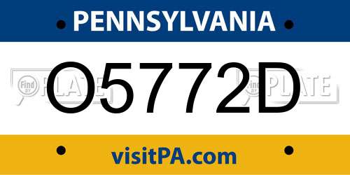 O5772D Pennsylvania License Plate