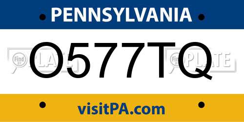 O577TQ Pennsylvania License Plate