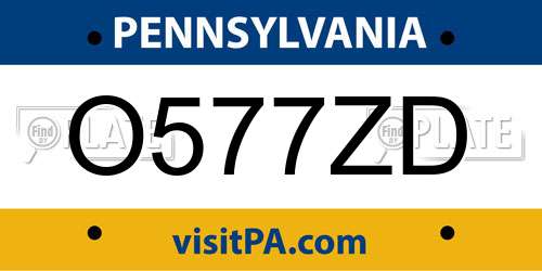 O577ZD Pennsylvania License Plate