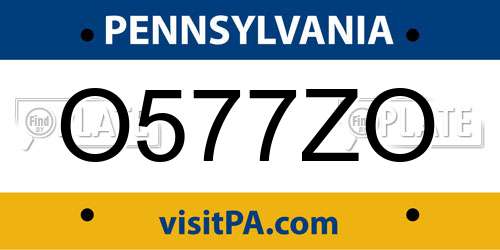 O577ZO Pennsylvania License Plate
