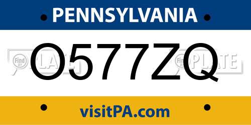 O577ZQ Pennsylvania License Plate