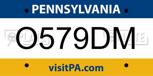 O579DM Pennsylvania License Plate