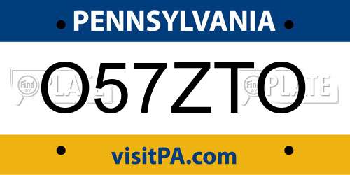 O57ZTO Pennsylvania License Plate