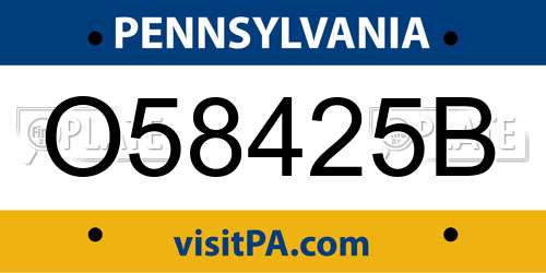 O58425B Pennsylvania License Plate