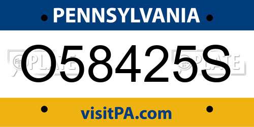 O58425S Pennsylvania License Plate