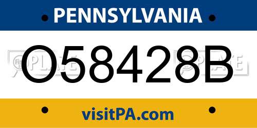 O58428B Pennsylvania License Plate