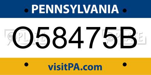 O58475B Pennsylvania License Plate