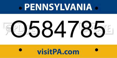 O584785 Pennsylvania License Plate
