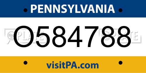 O584788 Pennsylvania License Plate