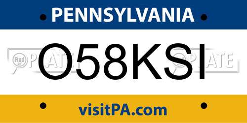 O58KSI Pennsylvania License Plate