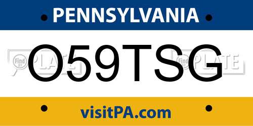 O59TSG Pennsylvania License Plate