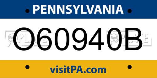 O60940B Pennsylvania License Plate