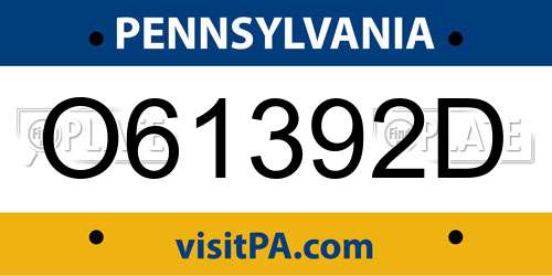 O61392D Pennsylvania License Plate