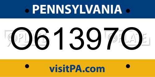 O61397O Pennsylvania License Plate