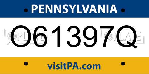 O61397Q Pennsylvania License Plate