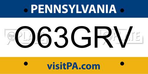 O63GRV Pennsylvania License Plate