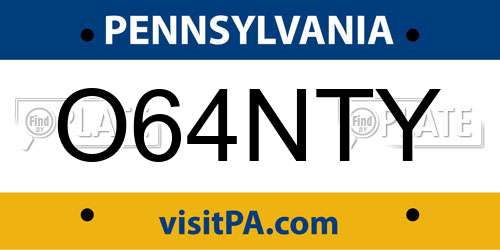 O64NTY Pennsylvania License Plate
