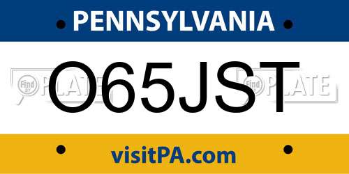 O65JST Pennsylvania License Plate