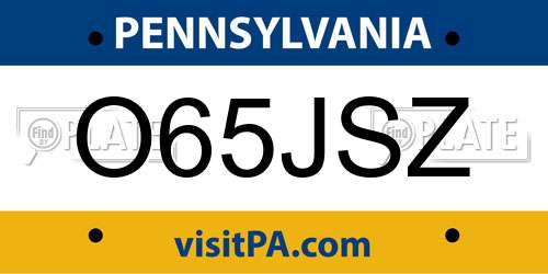 O65JSZ Pennsylvania License Plate