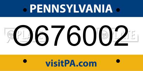 O676002 Pennsylvania License Plate