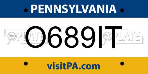 O689IT Pennsylvania License Plate