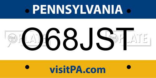 O68JST Pennsylvania License Plate