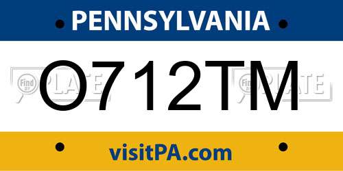 O712TM Pennsylvania License Plate
