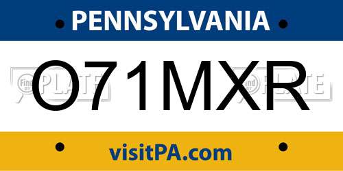 O71MXR Pennsylvania License Plate