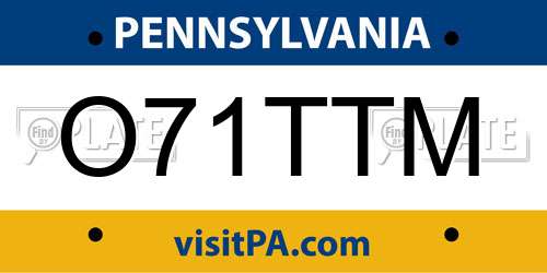 O71TTM Pennsylvania License Plate