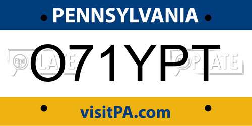 O71YPT Pennsylvania License Plate