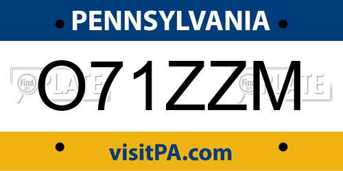 O71ZZM Pennsylvania License Plate