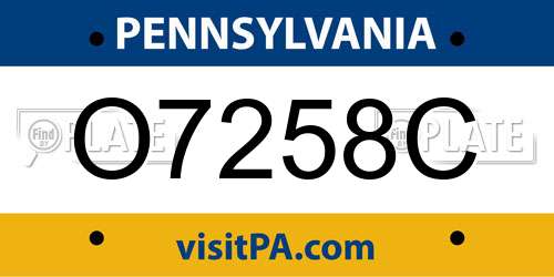 O7258C Pennsylvania License Plate